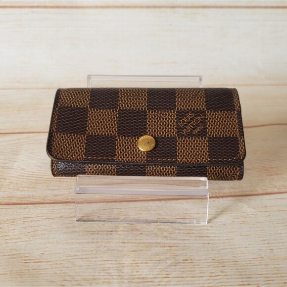 Authentic Louis Vuitton Damier Ebene 4 Key Holder Brown Unisex Designer Luxury - Picture 2 of 16